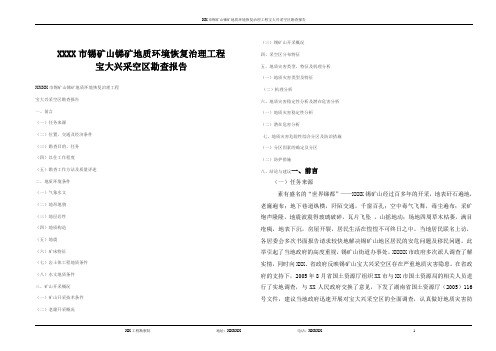 XXX市锡矿山采空区勘查报告