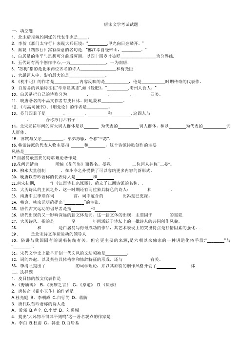 唐宋文学考试试题