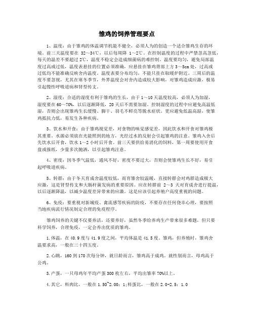 雏鸡的饲养管理要点