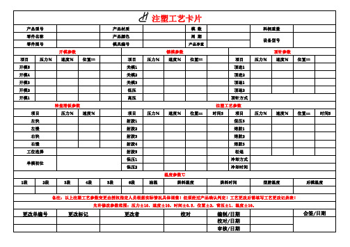 注塑工艺卡片