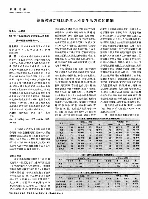 健康教育对社区老年人不良生活方式的影响