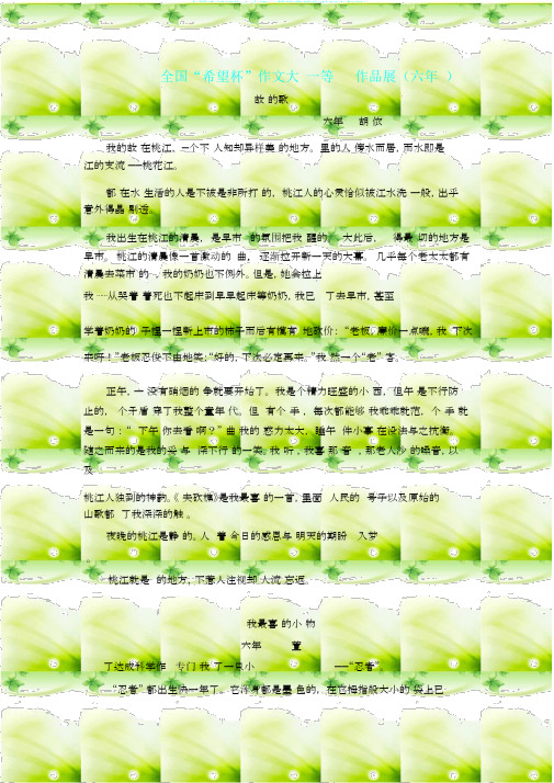 全国希望杯作文大赛一等奖获奖作品展六年级