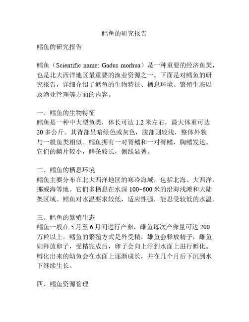 鳕鱼的研究报告