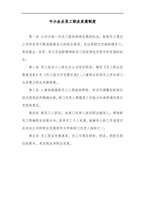 中小企业员工职业发展制度