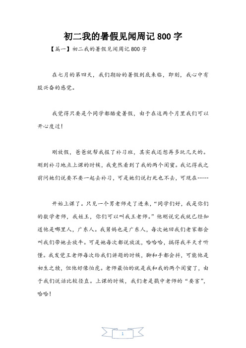 初二我的暑假见闻周记800字