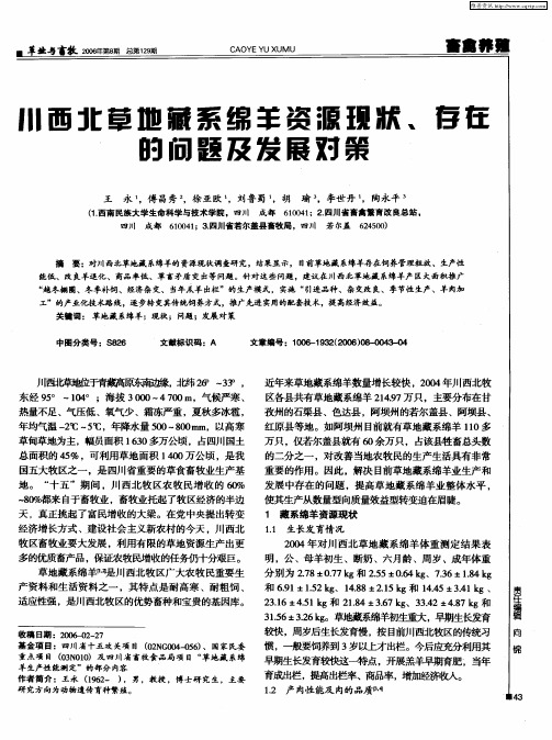 川西北草地藏系绵羊资源现状、存在的问题及发展对策
