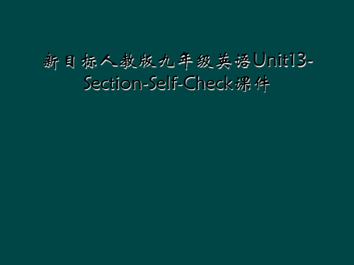 新目标人教版九年级英语Unit13-Section-Self-Check课件