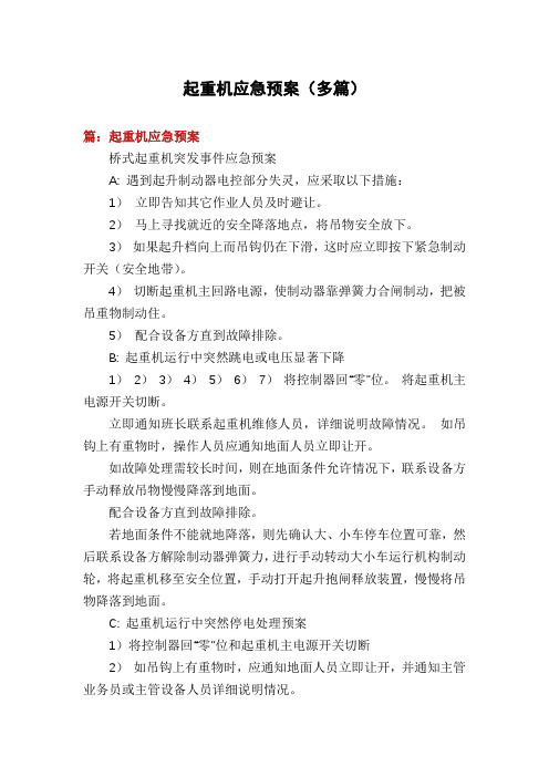 起重机应急预案(多篇)