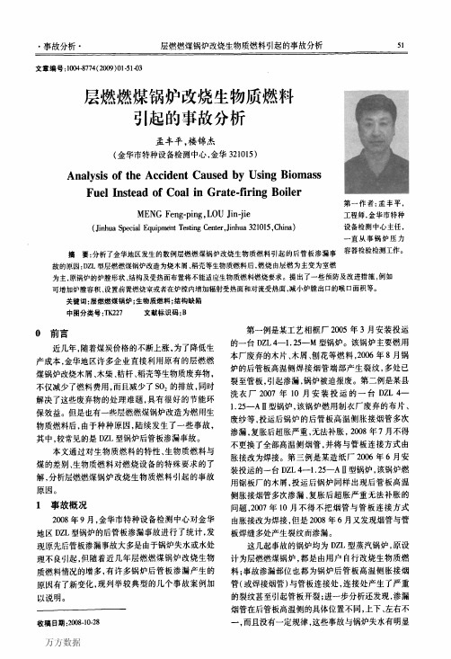 层燃燃煤锅炉改烧生物质燃料引起的事故分析