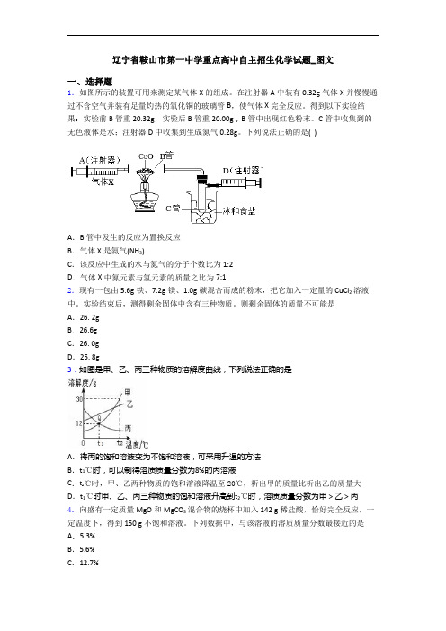 辽宁省鞍山市第一中学重点高中自主招生化学试题_图文