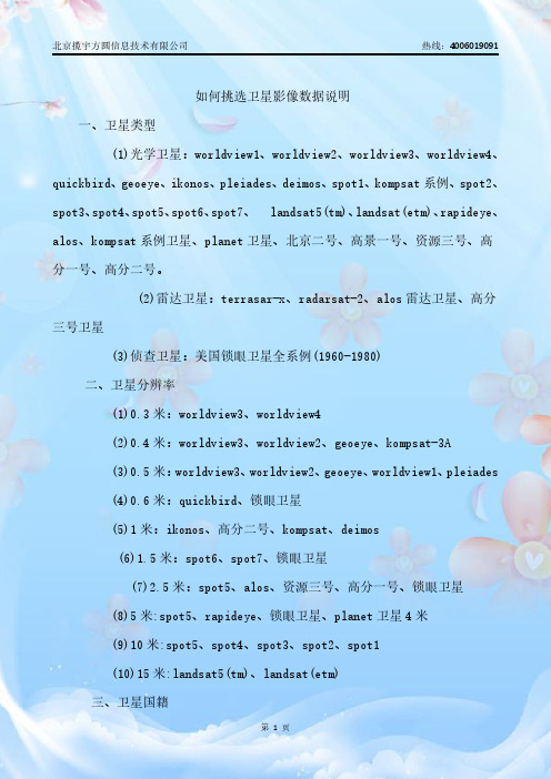 如何挑选卫星影像数据说明