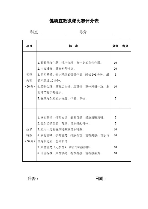 健康宣教微课评分表