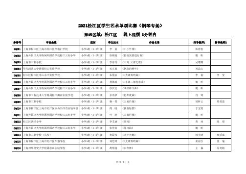 2021年松江区学生艺术单项比赛 钢琴专场 参赛号