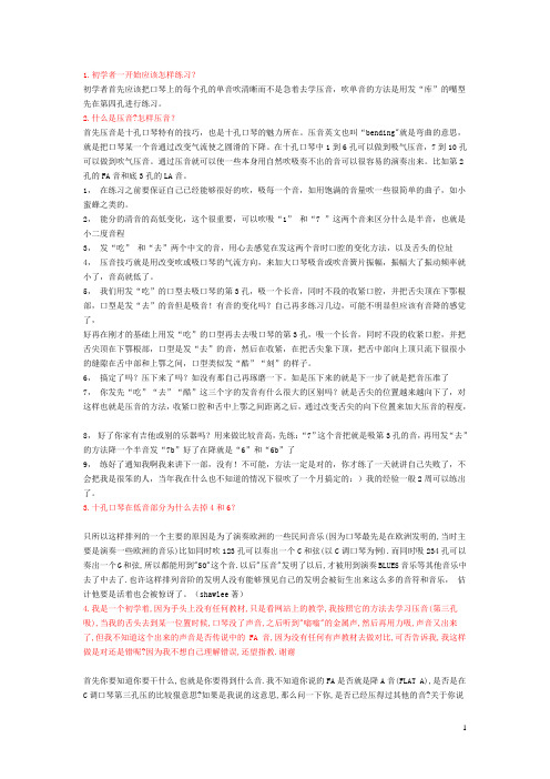 十孔口琴学习辅导资料