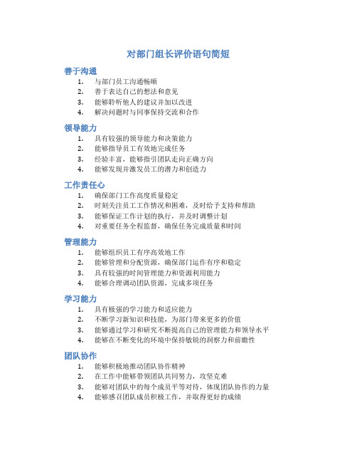 对部门组长评价语句简短