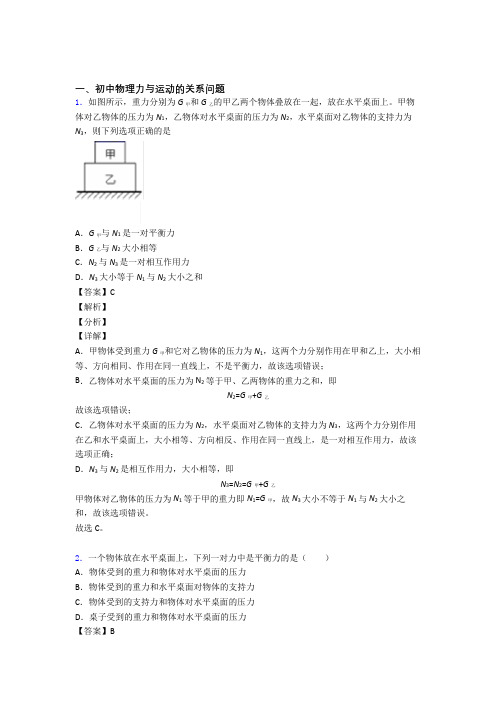 物理二模试题分类汇编——力与运动的关系问题综合及答案