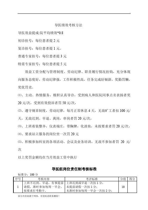 导医考核标准最新版