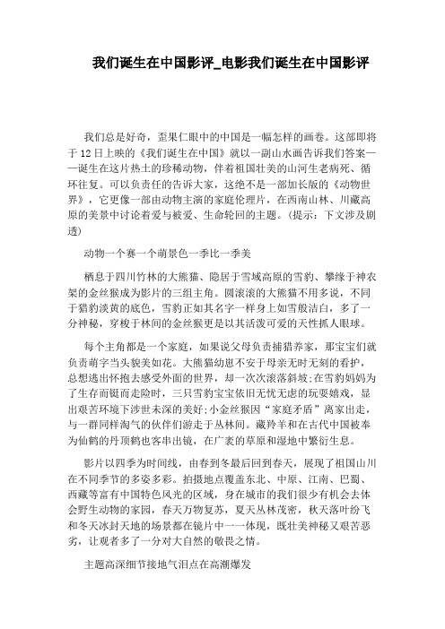 电影我们诞生在中国影评