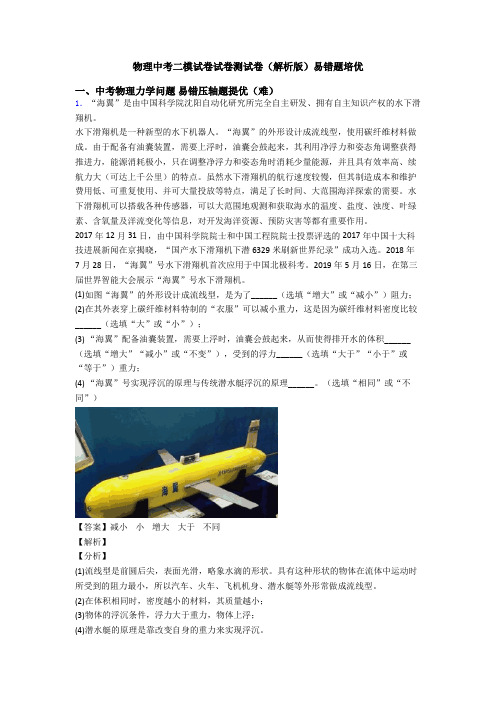 物理中考二模试卷试卷测试卷(解析版)易错题培优