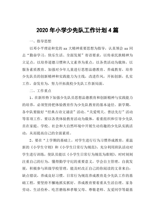 2020年小学少先队工作计划4篇