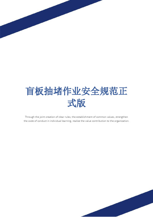 盲板抽堵作业安全规范正式版