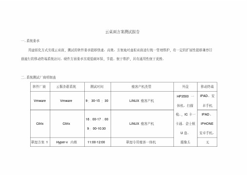 (完整版)虚拟化云桌面方案测试报告