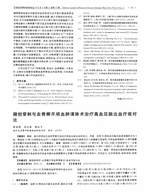 微创穿刺与去骨瓣开颅血肿清除术治疗高血压脑出血疗效对比