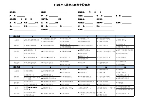 岁小儿神经心理发育测查表