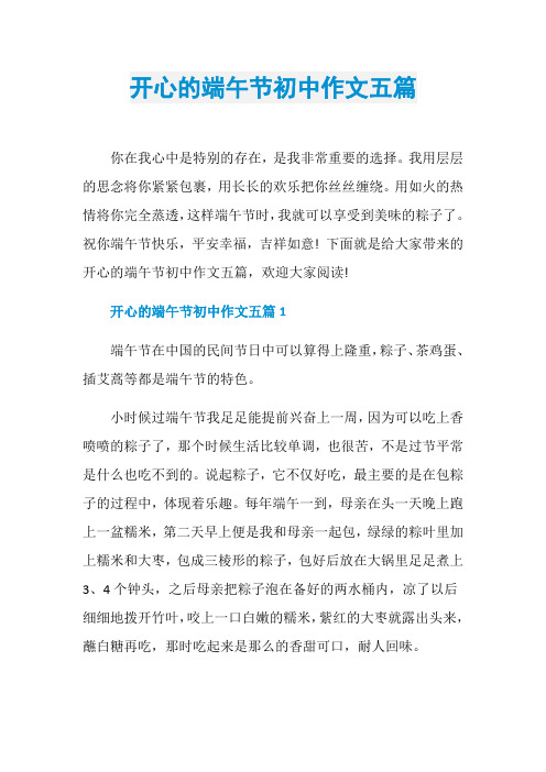 开心的端午节初中作文五篇