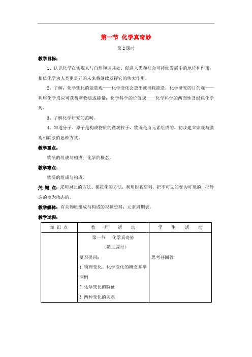 八年级化学全册 第一单元 步入化学殿堂 第一节 化学真