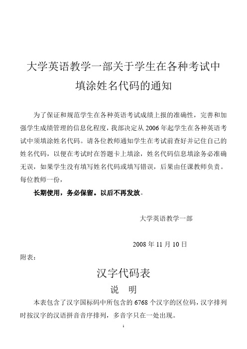 姓名代码表