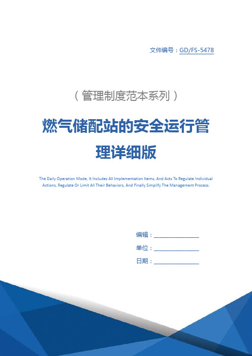 燃气储配站的安全运行管理详细版