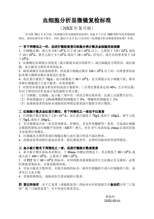血常规复检标准