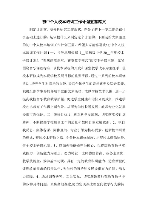 初中个人校本培训工作计划五篇范文