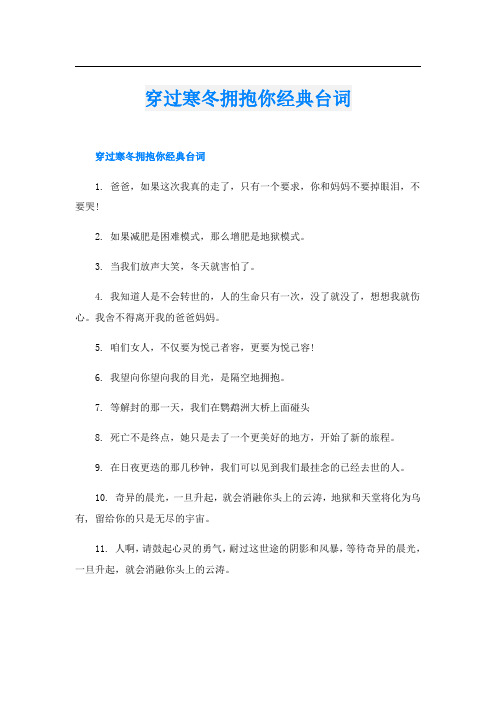 穿过寒冬拥抱你经典台词