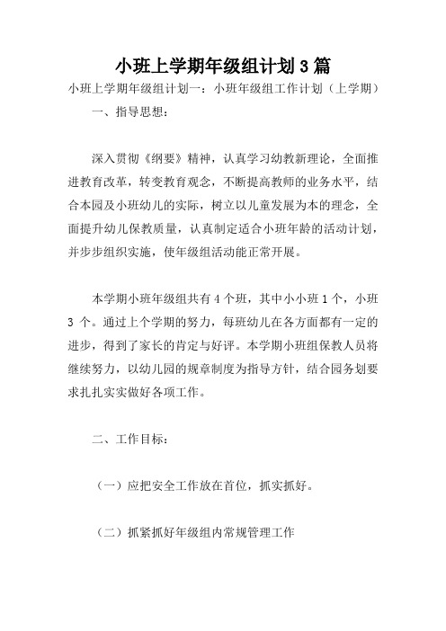小班上学期年级组计划3篇