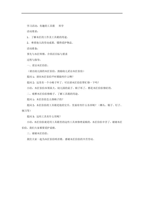 有趣的工具箱 科学 中班