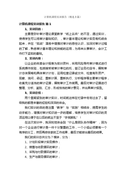 计算机课程实训报告（精选3篇）