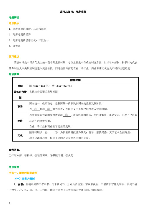 高考总复习：隋唐时期