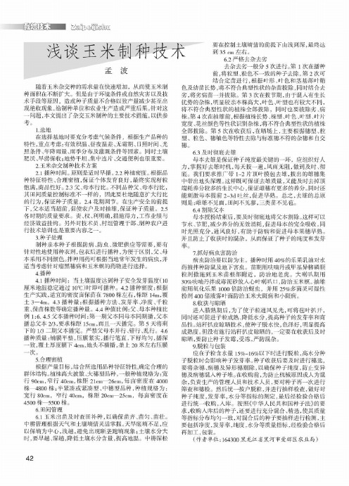 浅谈玉米制种技术