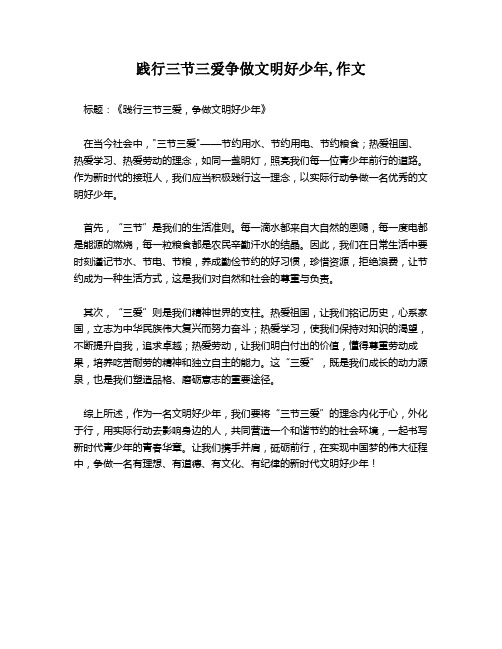 践行三节三爱争做文明好少年,作文