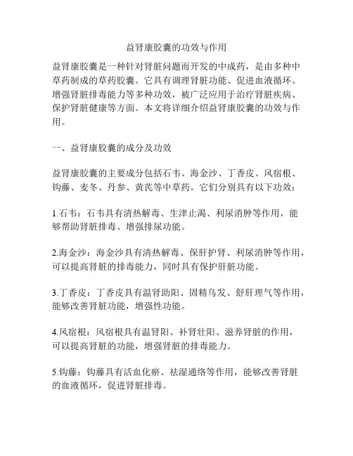 益肾康胶囊的功效与作用