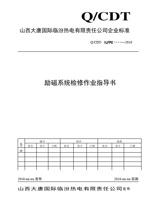 励磁系统检修作业指导书