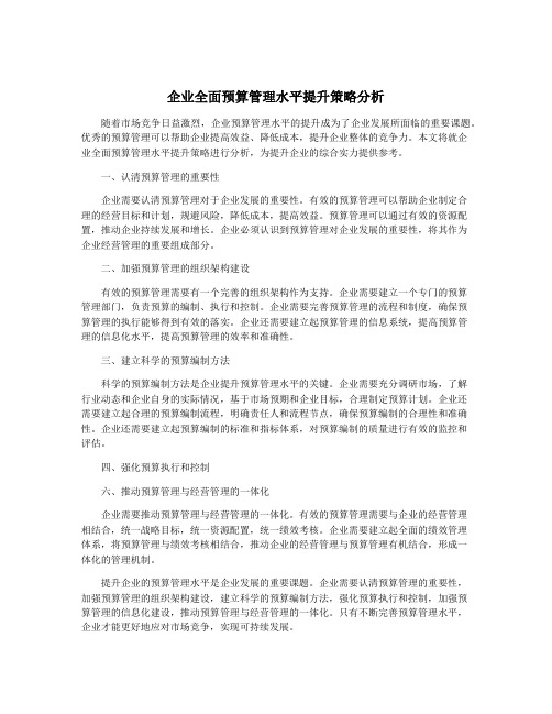 企业全面预算管理水平提升策略分析