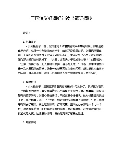 三国演义好词好句读书笔记摘抄
