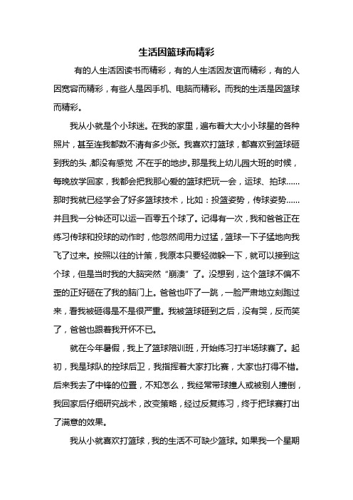 六年级作文：生活因篮球而精彩作文600字