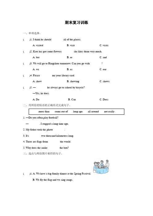 六年级上册英语试题--期末复习综合训练4 含答案 外研版(三起)