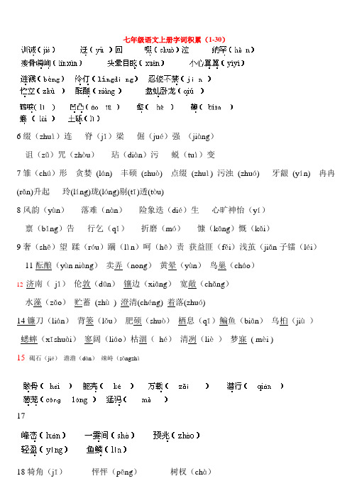 七年级语文上册字词积累