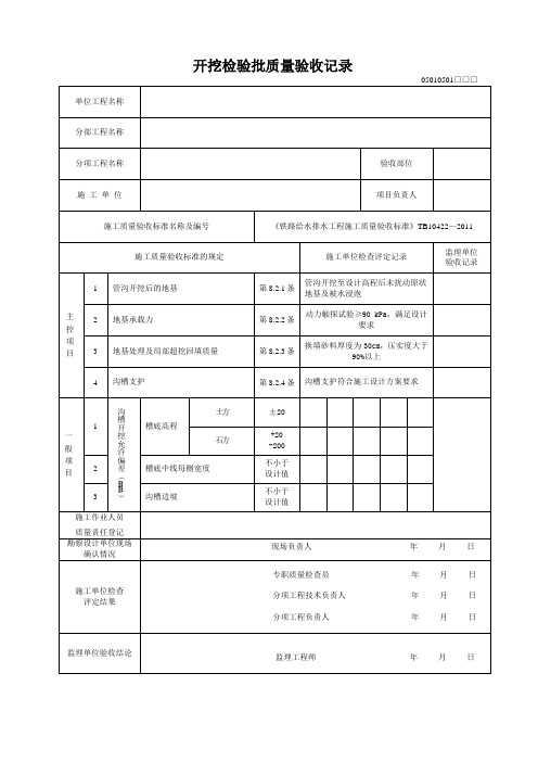 铁路给水排水工程施工质量验收标准(新2011版表格)