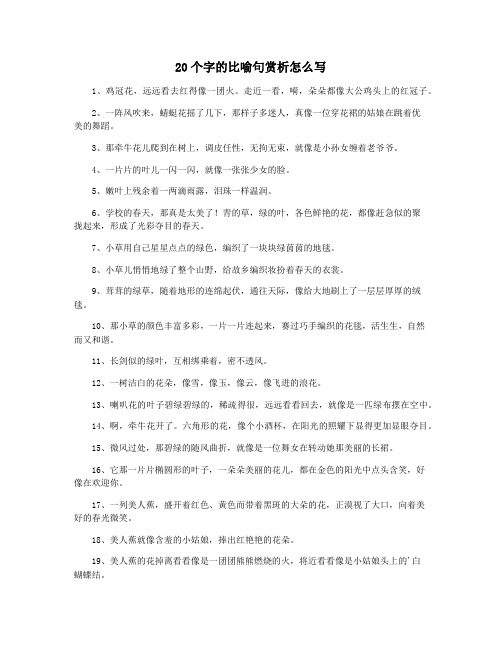 20个字的比喻句赏析怎么写